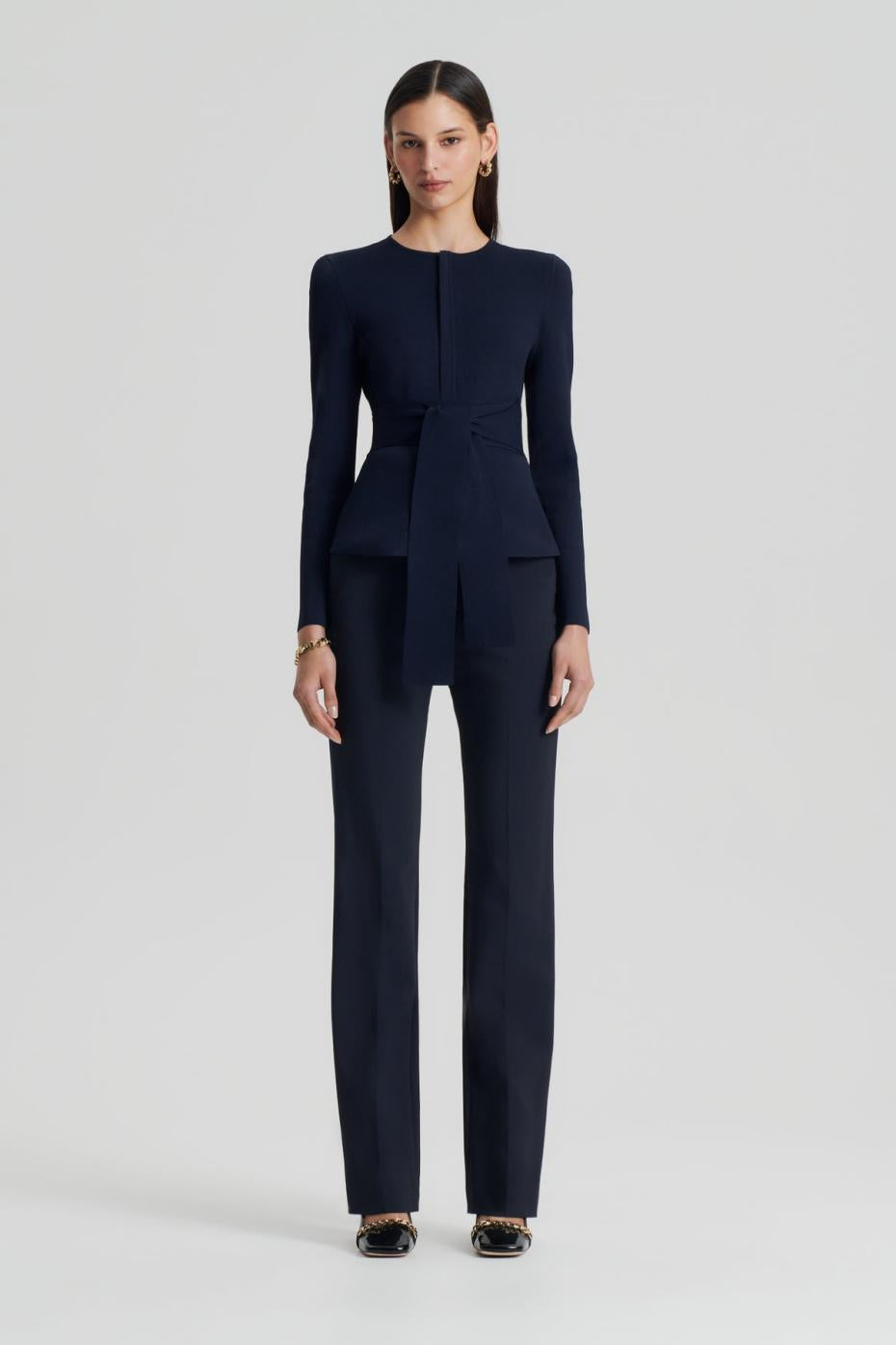 Jackets | Women Scanlan Theodore CREPE KNIT CURVED HEM JACKET Navy