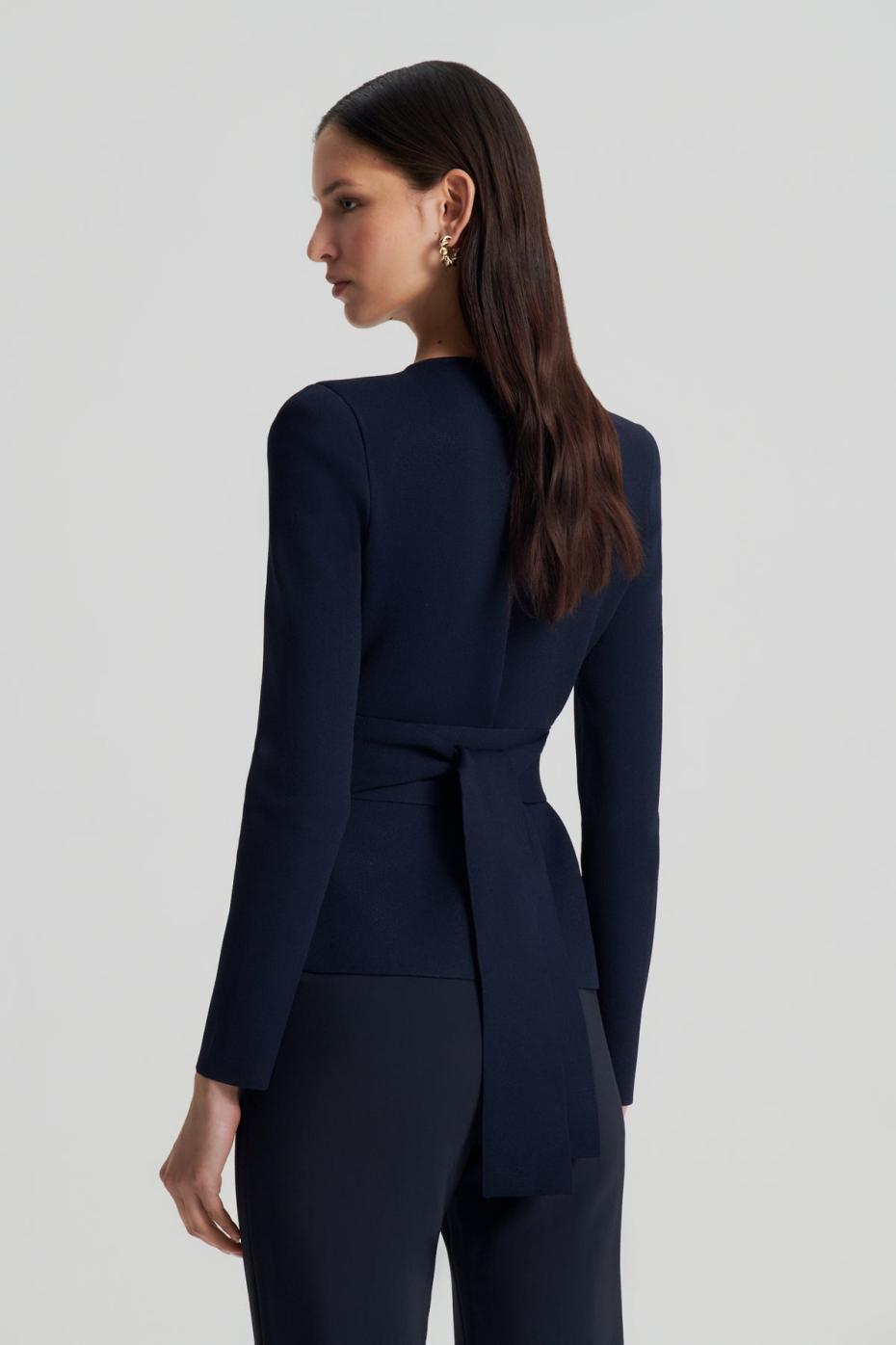 Jackets | Women Scanlan Theodore CREPE KNIT CURVED HEM JACKET Navy