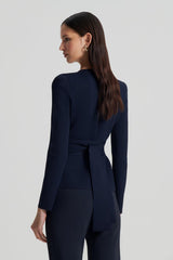 Jackets | Women Scanlan Theodore CREPE KNIT CURVED HEM JACKET Navy