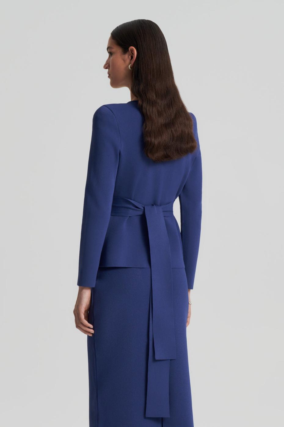 Jackets | Women Scanlan Theodore CREPE KNIT CURVED HEM JACKET Royal