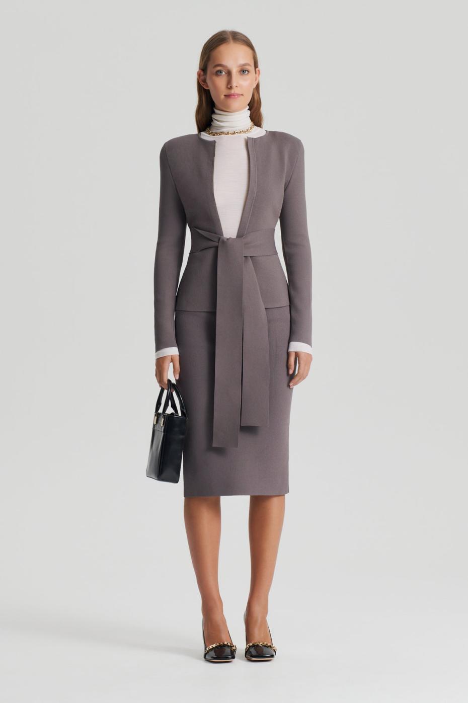 Jackets | Women Scanlan Theodore CREPE KNIT CURVED HEM JACKET Torba