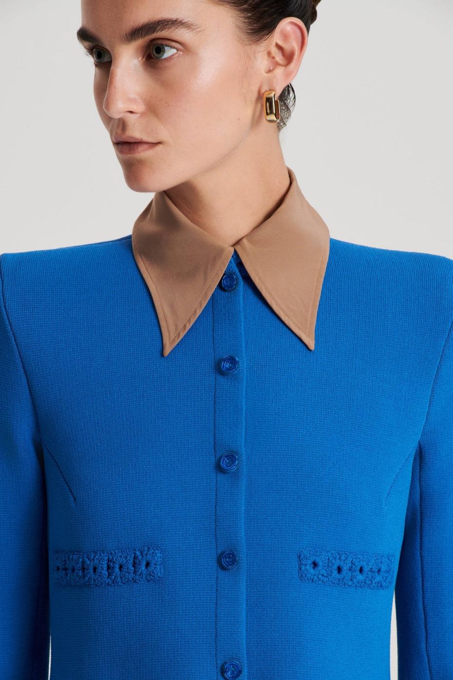 Jackets | Women Scanlan Theodore CREPE KNIT DAISY CROP JACKET Prussian.blue