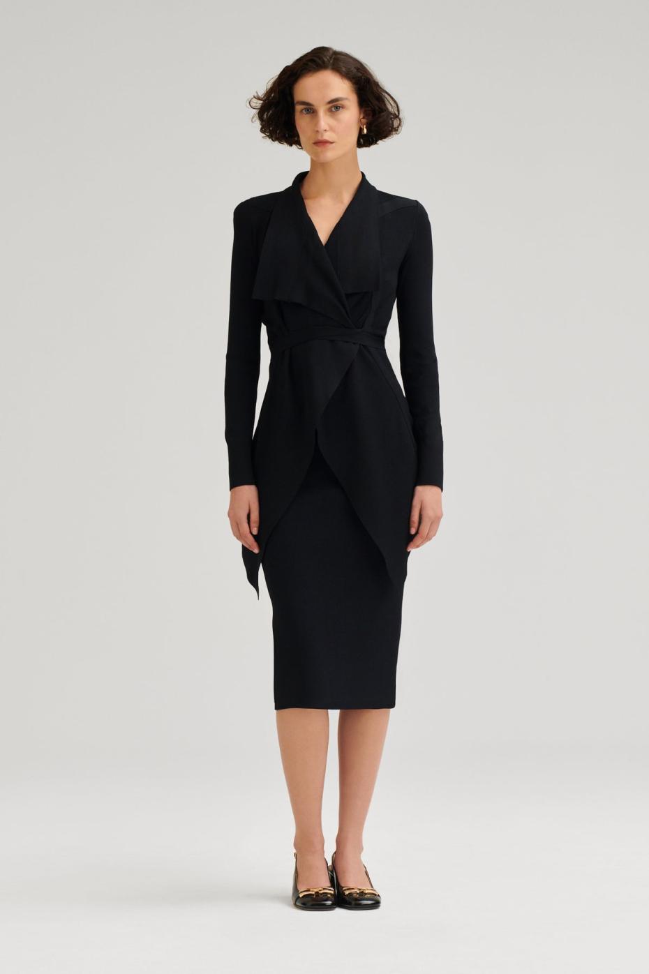 Jackets | Women Scanlan Theodore CREPE KNIT DRAPE FRONT JACKET Black