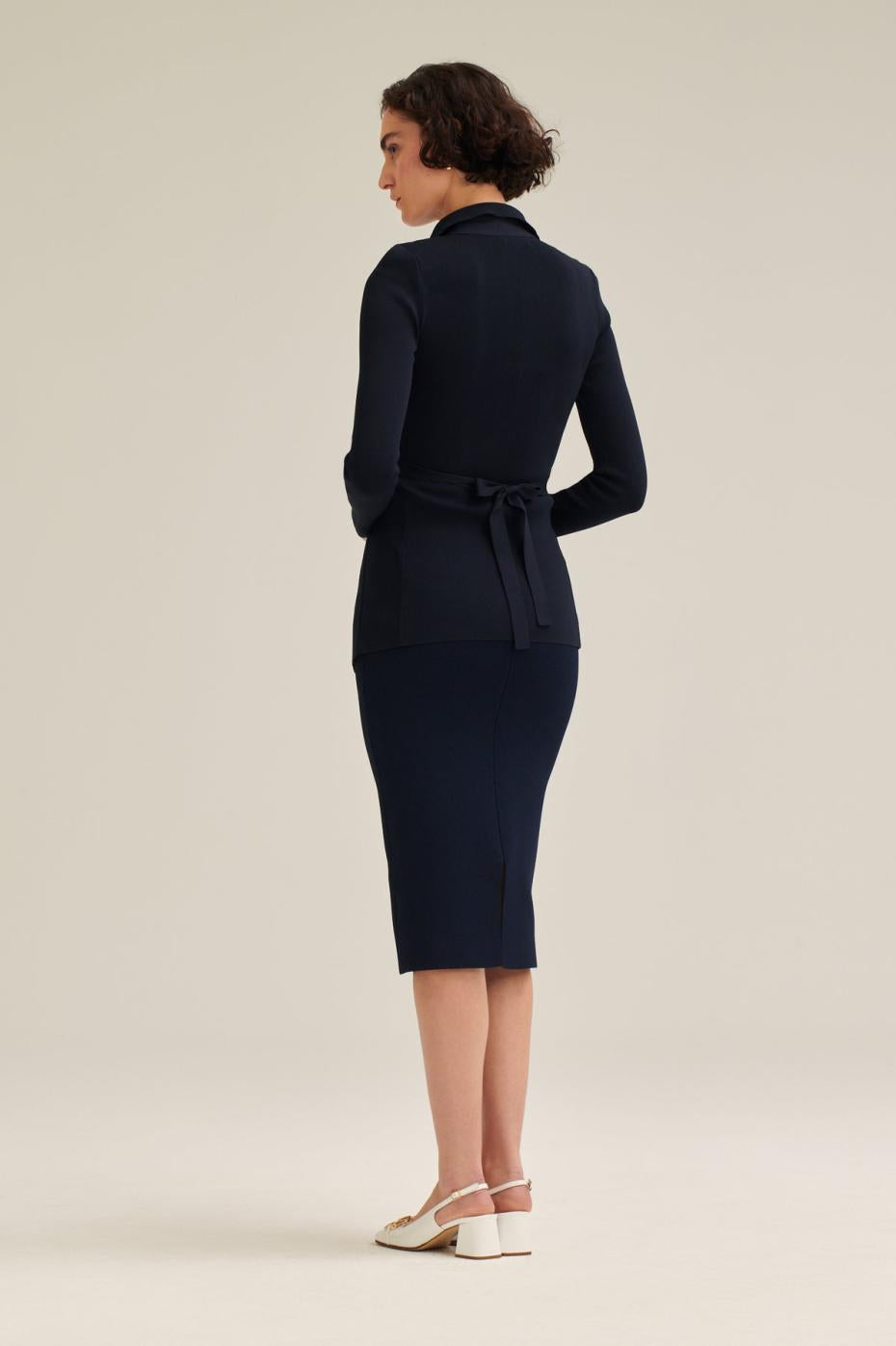 Jackets | Women Scanlan Theodore CREPE KNIT DRAPE FRONT JACKET Navy