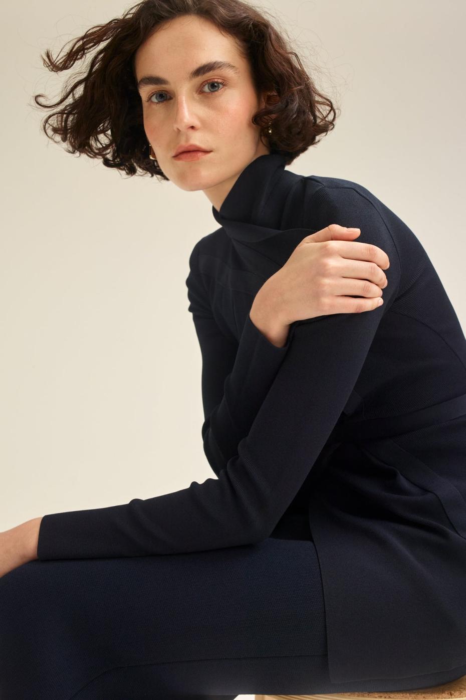 Jackets | Women Scanlan Theodore CREPE KNIT DRAPE FRONT JACKET Navy