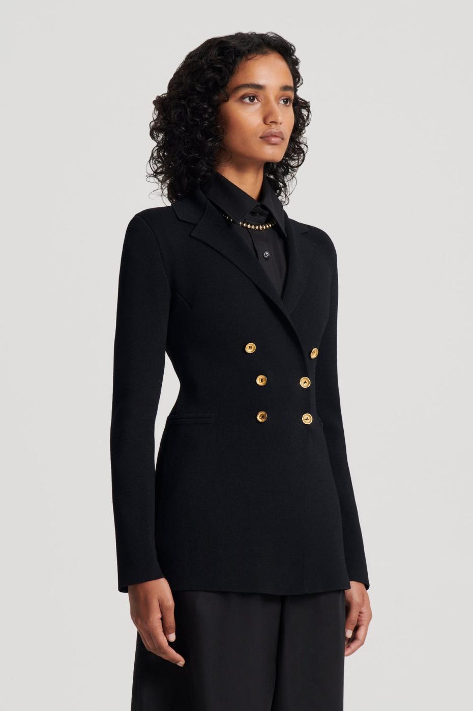 Jackets | Women Scanlan Theodore CREPE KNIT GOLD BUTTON JACKET Black