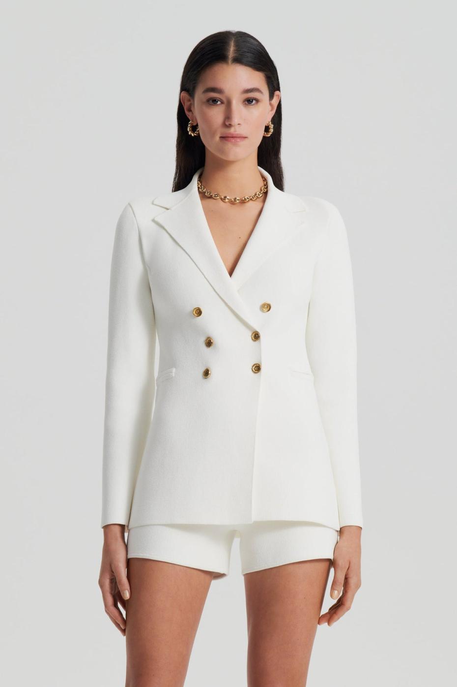 Jackets | Women Scanlan Theodore CREPE KNIT GOLD BUTTON JACKET Cream