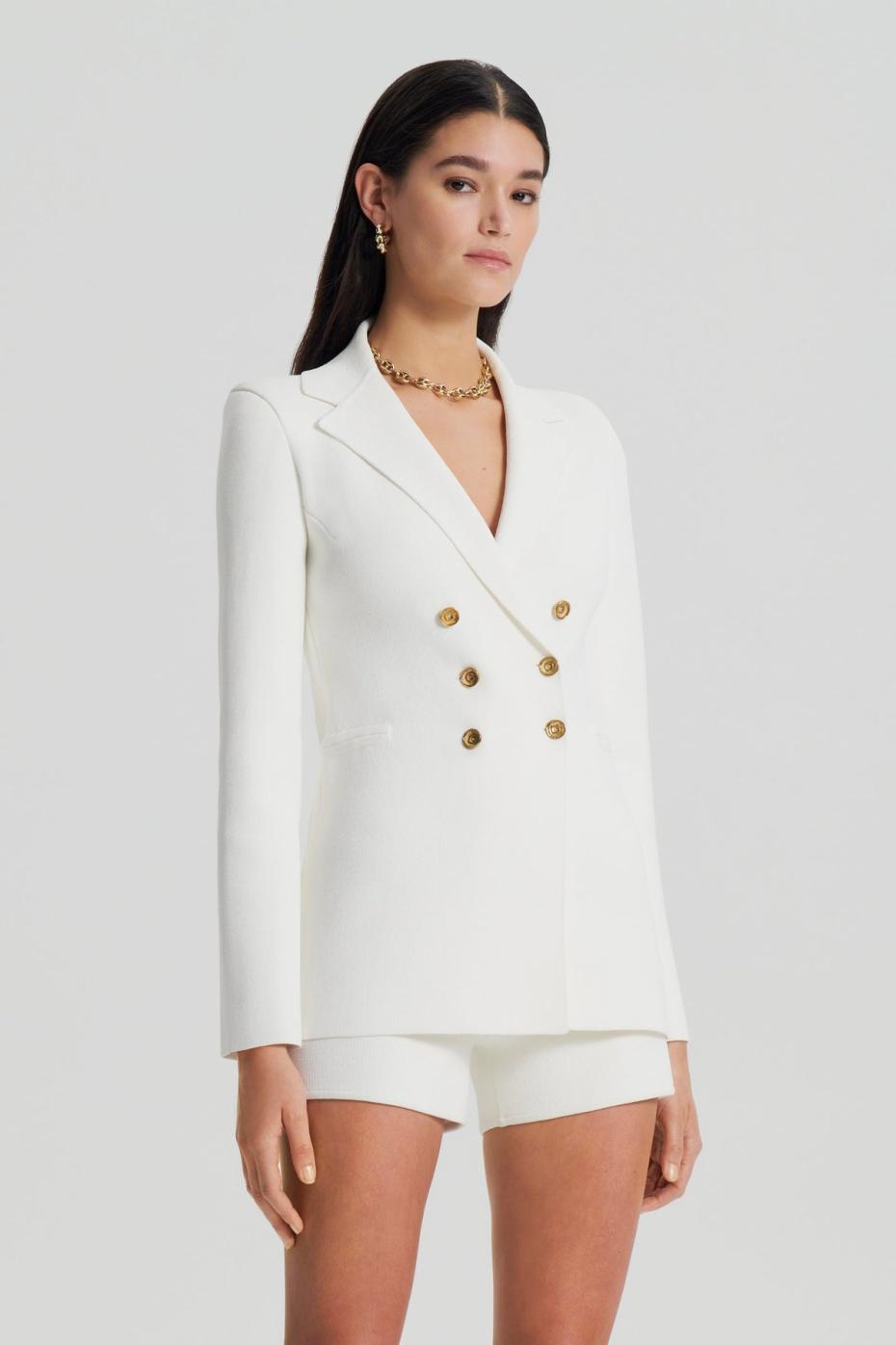 Jackets | Women Scanlan Theodore CREPE KNIT GOLD BUTTON JACKET Cream