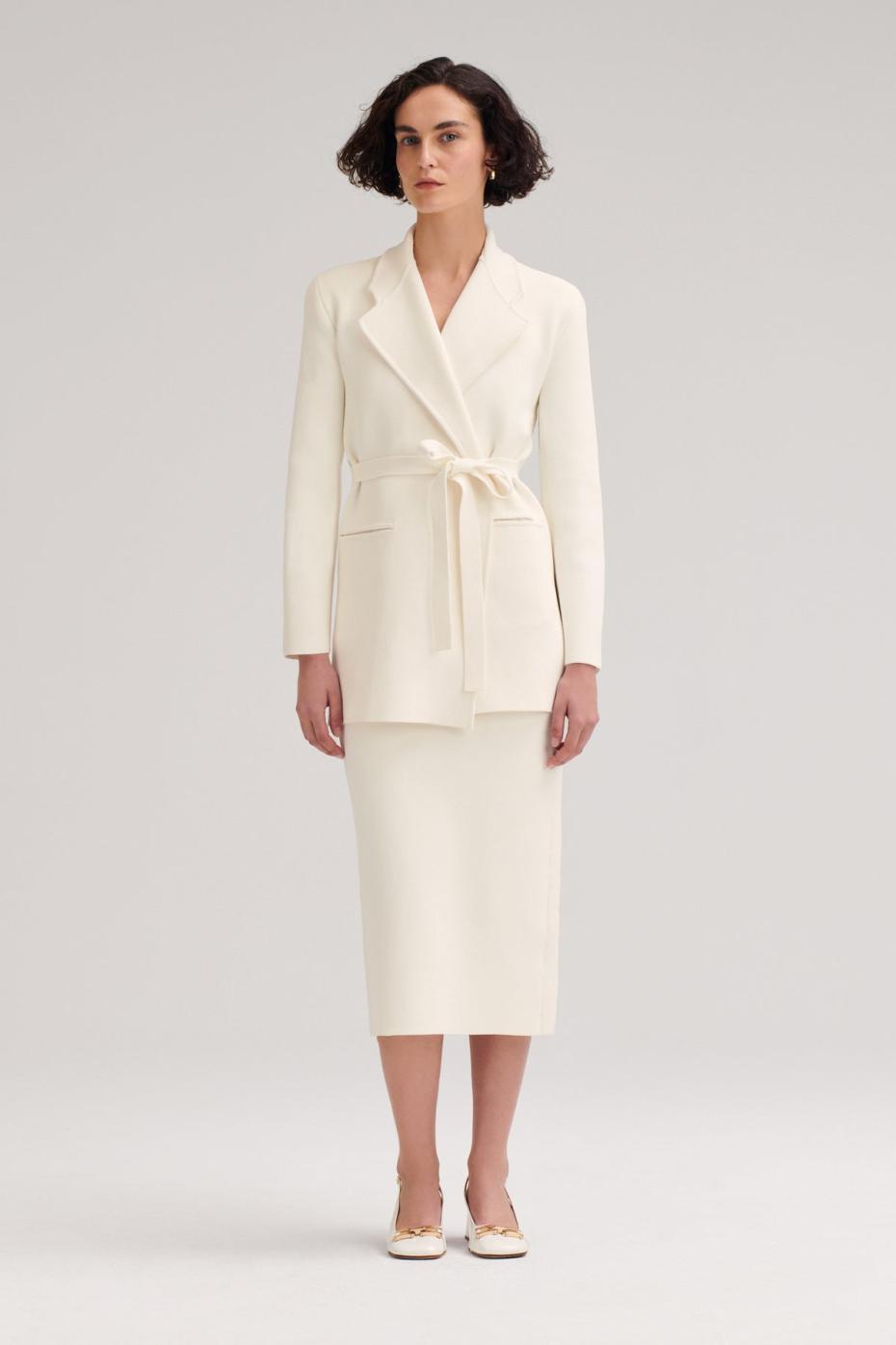 Jackets | Women Scanlan Theodore CREPE KNIT LOOSE TAILORED JACKET Cream