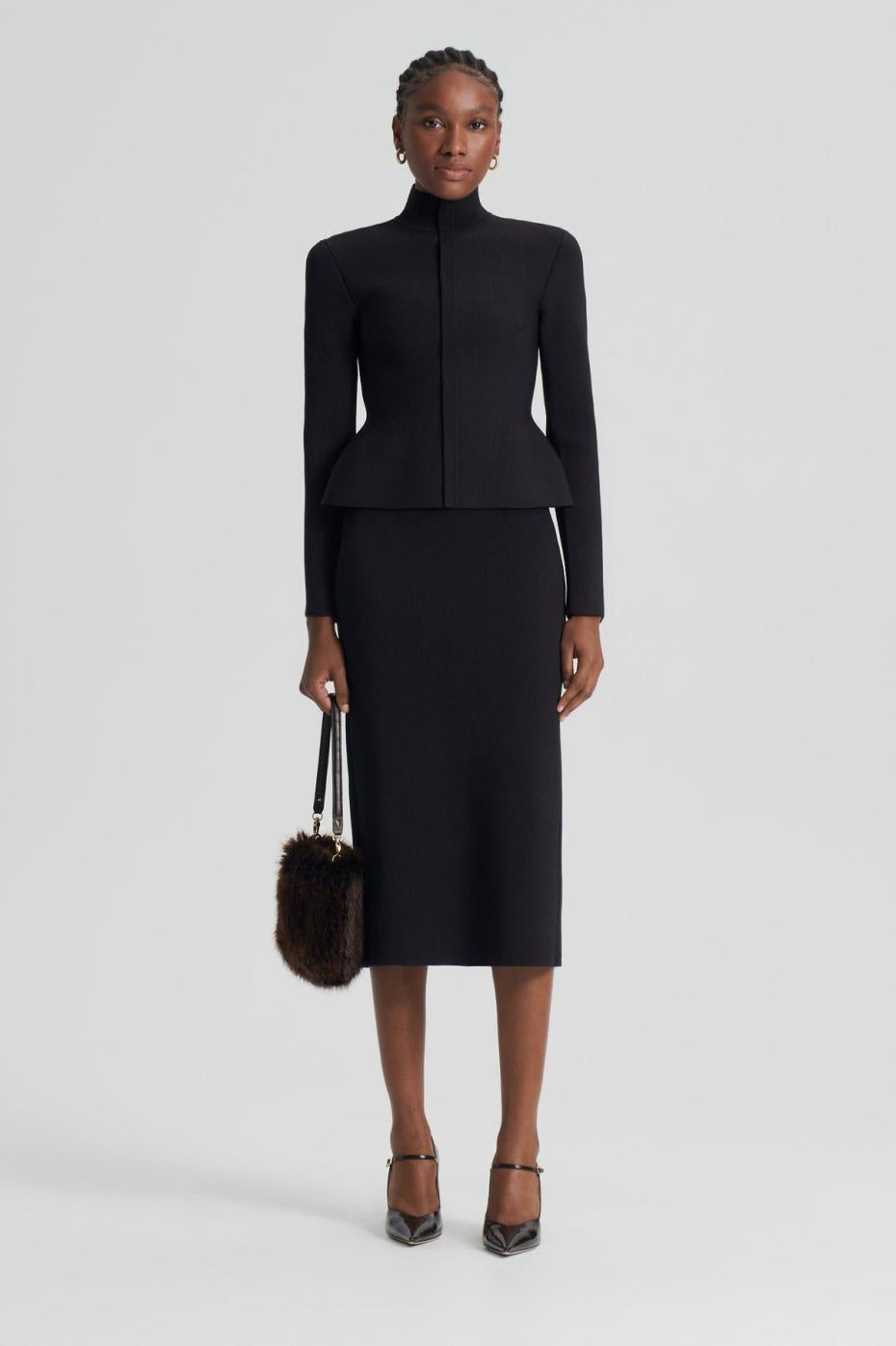 Jackets | Women Scanlan Theodore CREPE KNIT PEPLUM JACKET Dark.chocolate