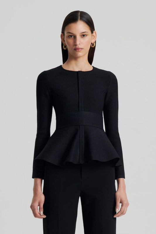 Jackets | Women Scanlan Theodore CREPE KNIT RUFFLE JACKET Black