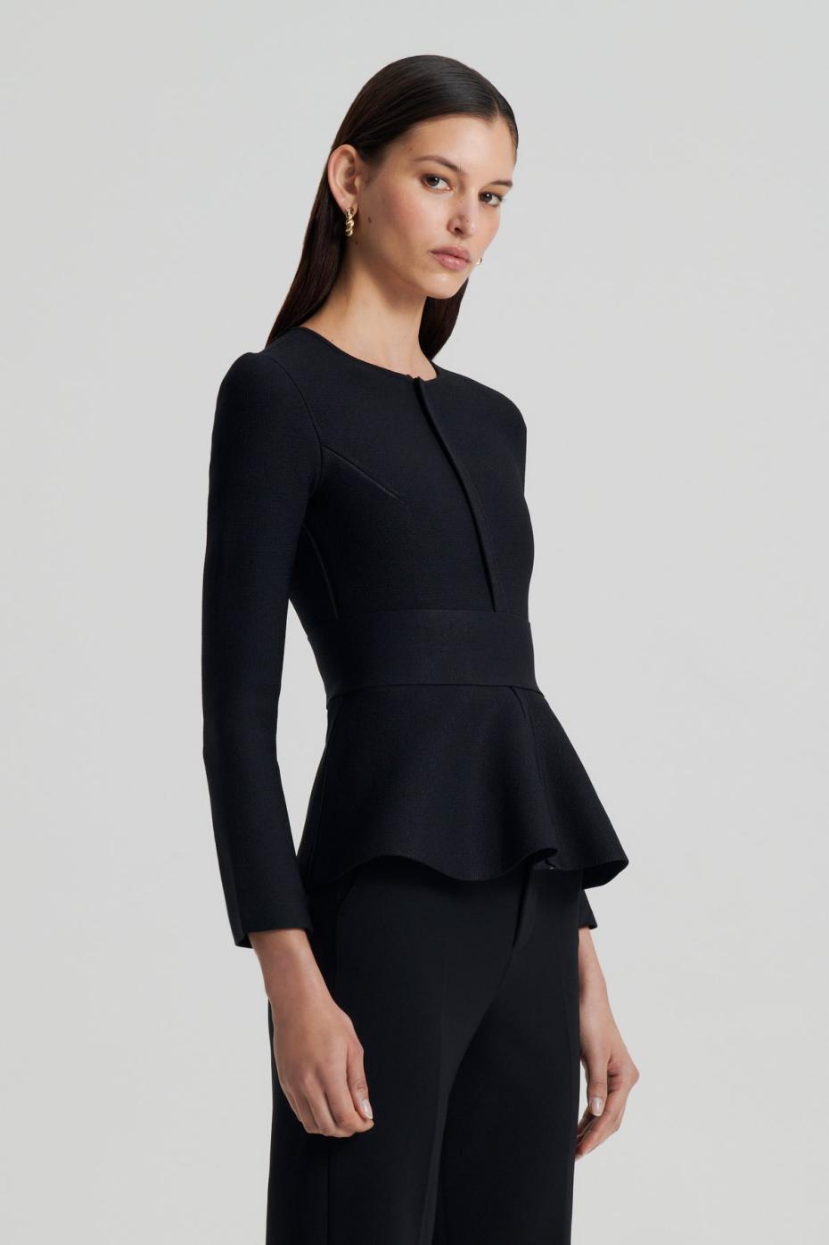 Jackets | Women Scanlan Theodore CREPE KNIT RUFFLE JACKET Black