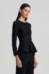 Jackets | Women Scanlan Theodore CREPE KNIT RUFFLE JACKET Black