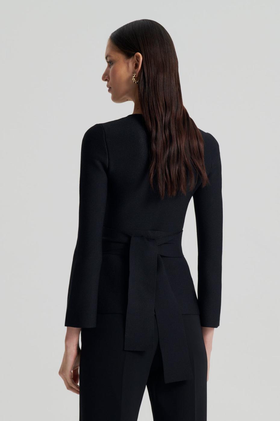 Jackets | Women Scanlan Theodore CREPE KNIT RUFFLE JACKET Black