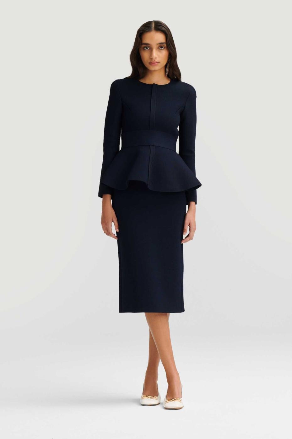 Jackets | Women Scanlan Theodore CREPE KNIT RUFFLE JACKET Navy