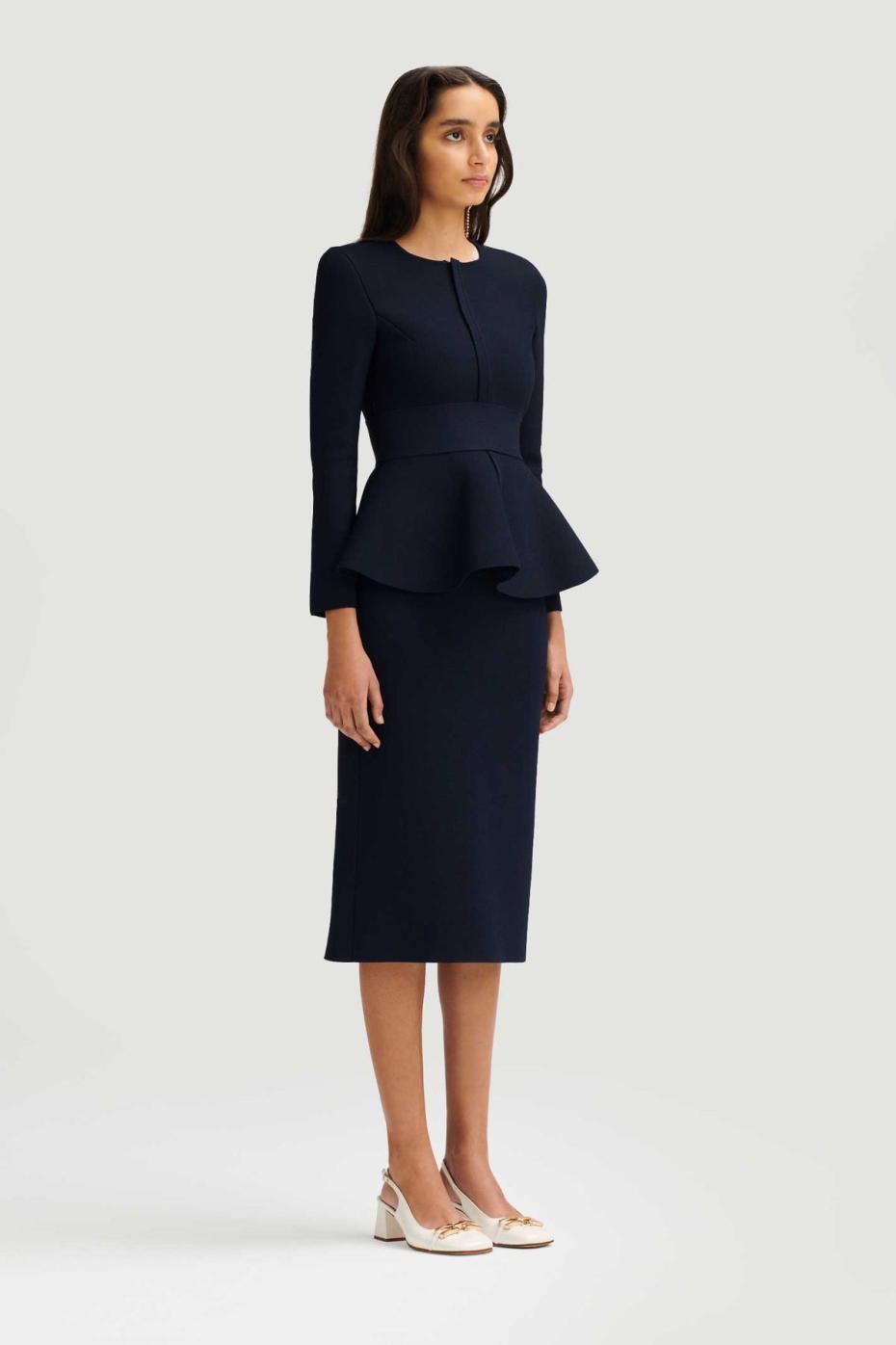 Jackets | Women Scanlan Theodore CREPE KNIT RUFFLE JACKET Navy