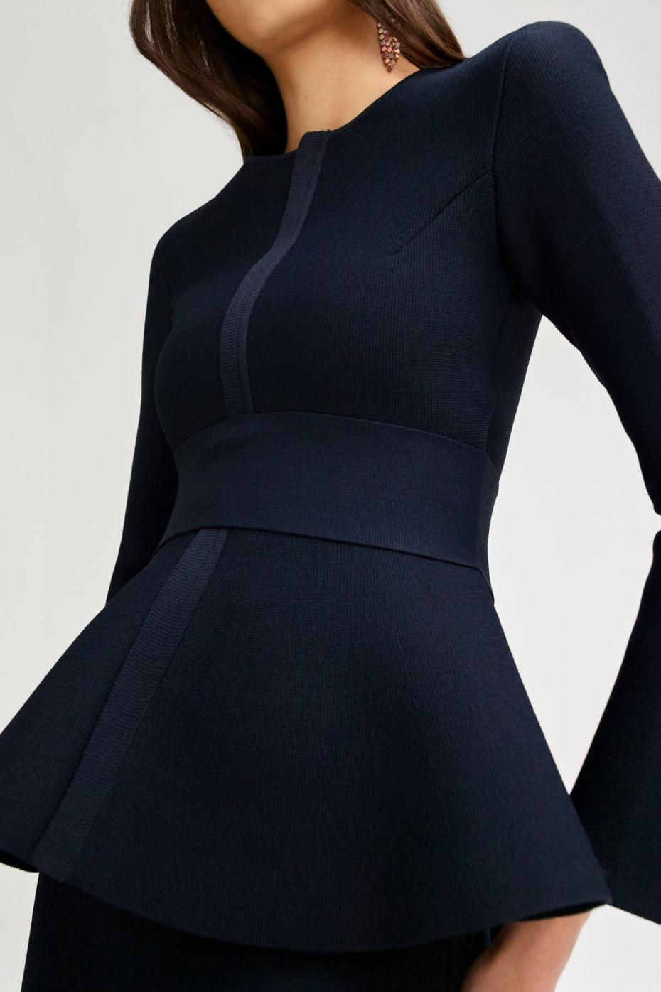 Jackets | Women Scanlan Theodore CREPE KNIT RUFFLE JACKET Navy