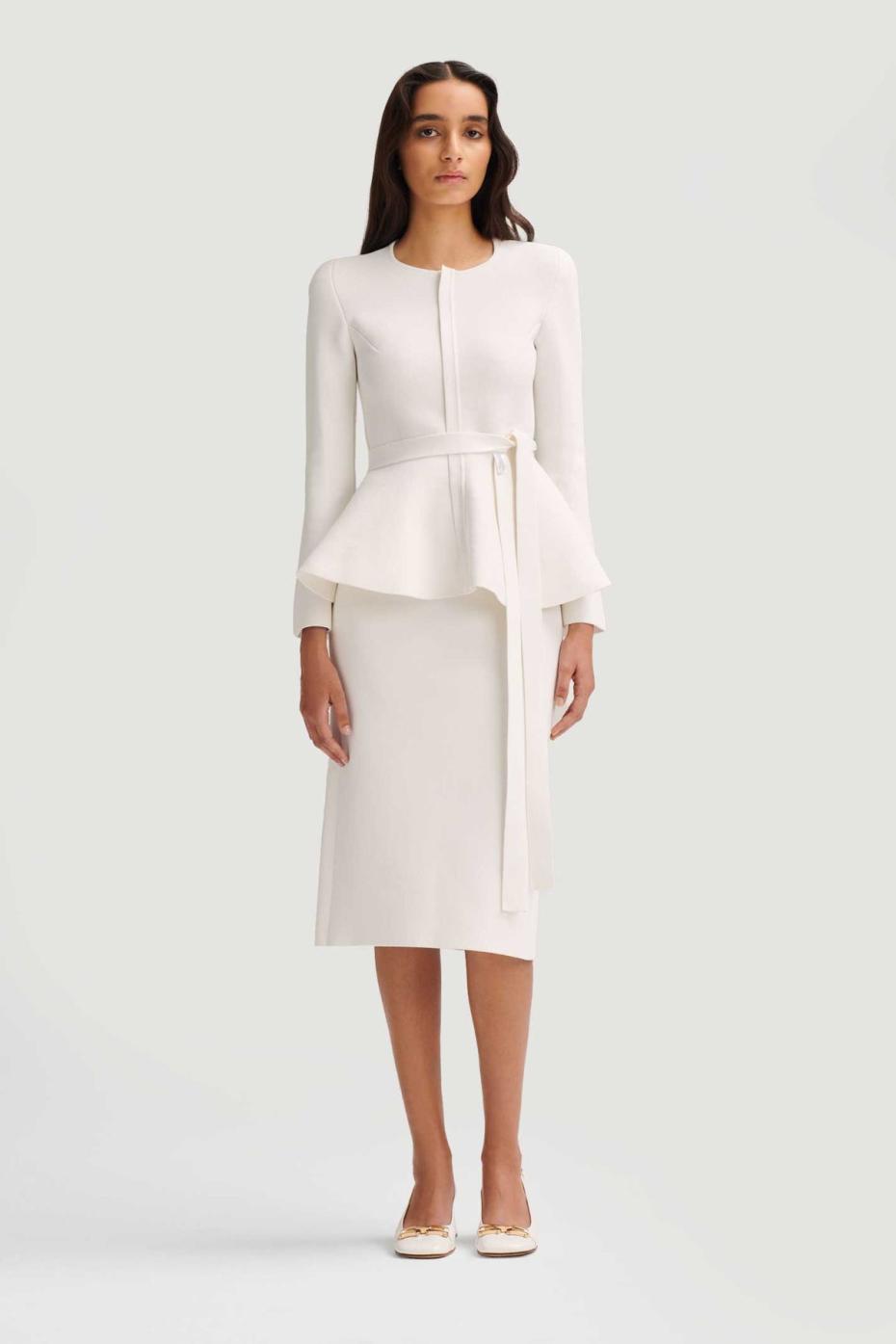 Jackets | Women Scanlan Theodore CREPE KNIT RUFFLE JACKET White