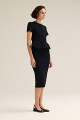 Jackets | Women Scanlan Theodore CREPE KNIT SHORT SLEEVE PEPLUM JACKET Black