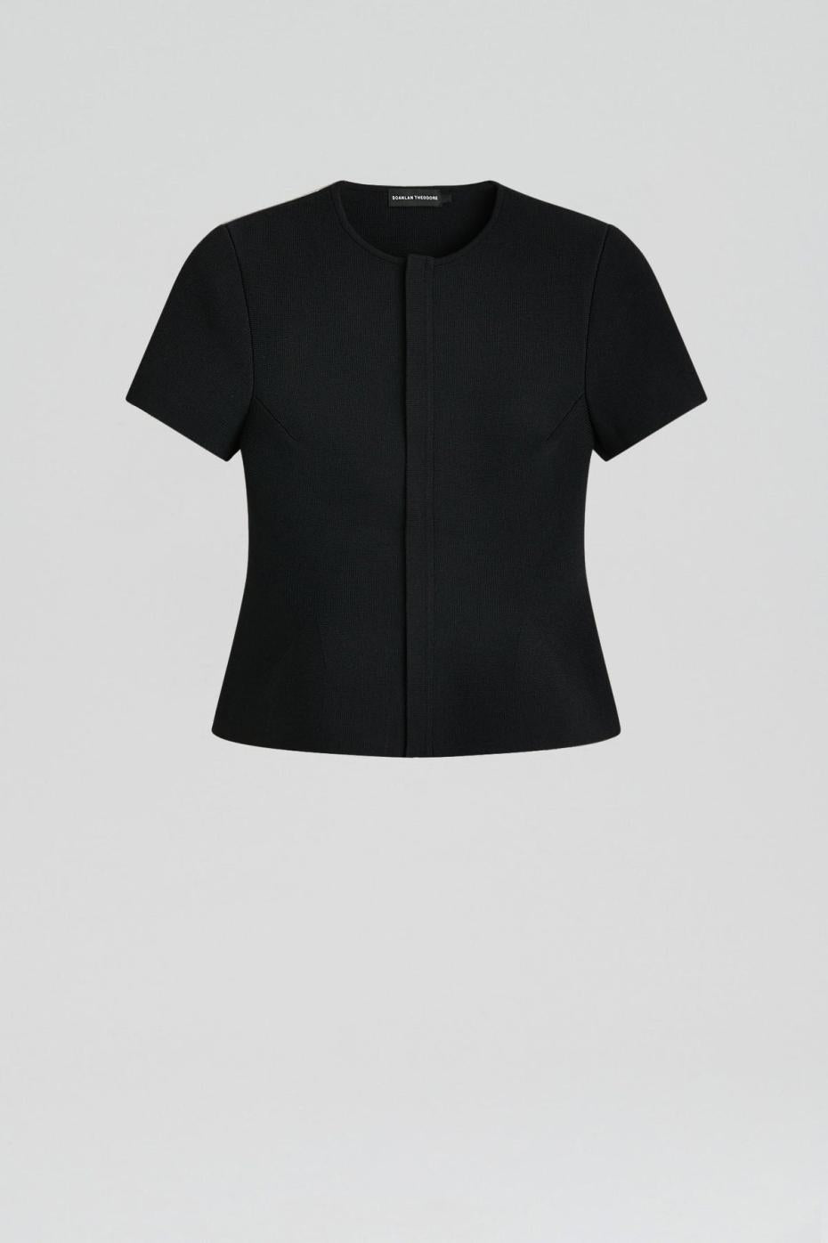 Jackets | Women Scanlan Theodore CREPE KNIT SHORT SLEEVE PEPLUM JACKET Black