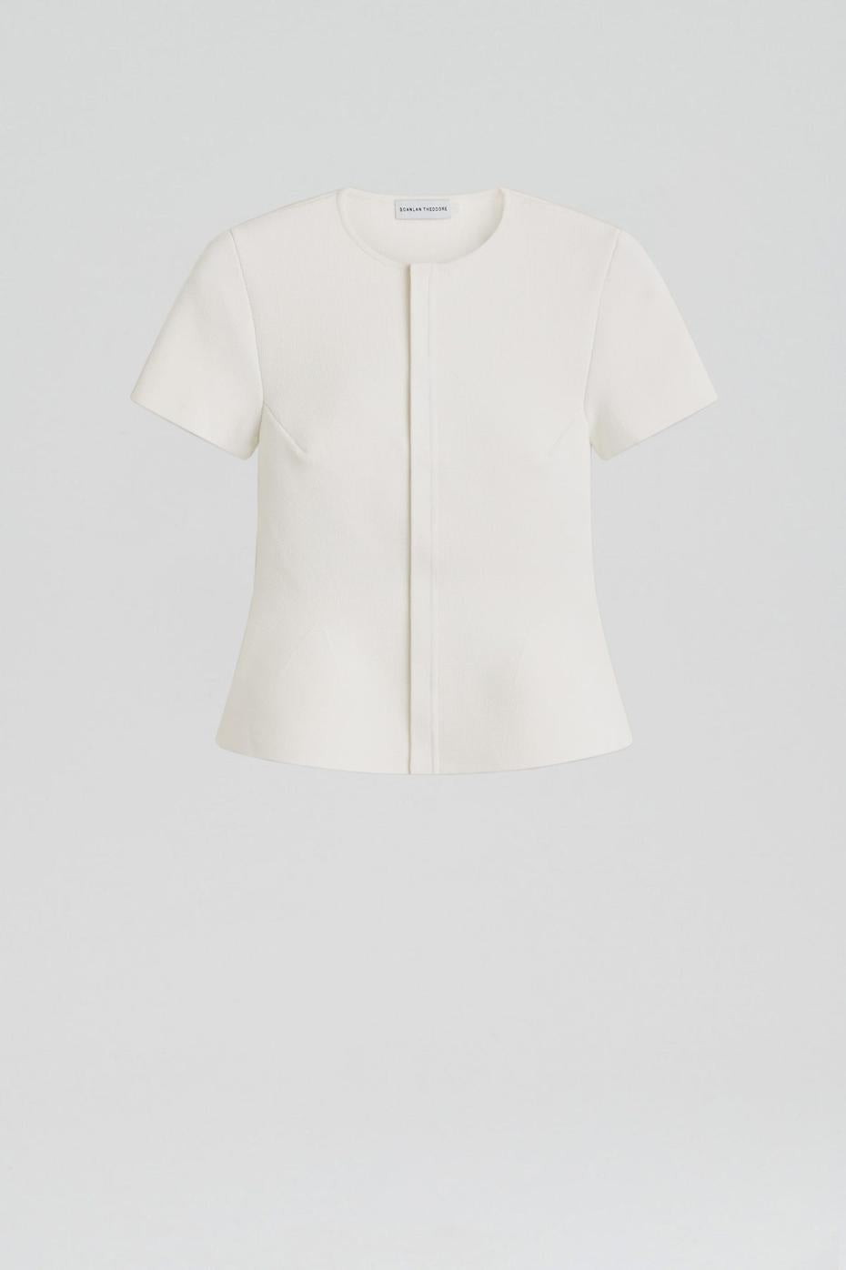 Jackets | Women Scanlan Theodore CREPE KNIT SHORT SLEEVE PEPLUM JACKET White