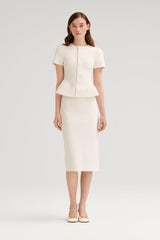 Jackets | Women Scanlan Theodore CREPE KNIT SHORT SLEEVE PEPLUM JACKET White