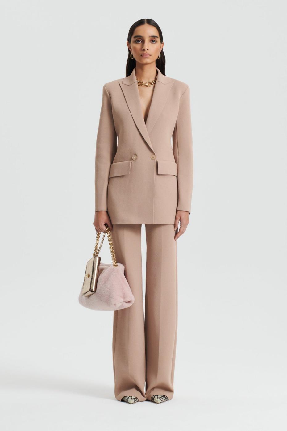 Jackets | Women Scanlan Theodore CREPE KNIT TAILORED BLAZER Oat