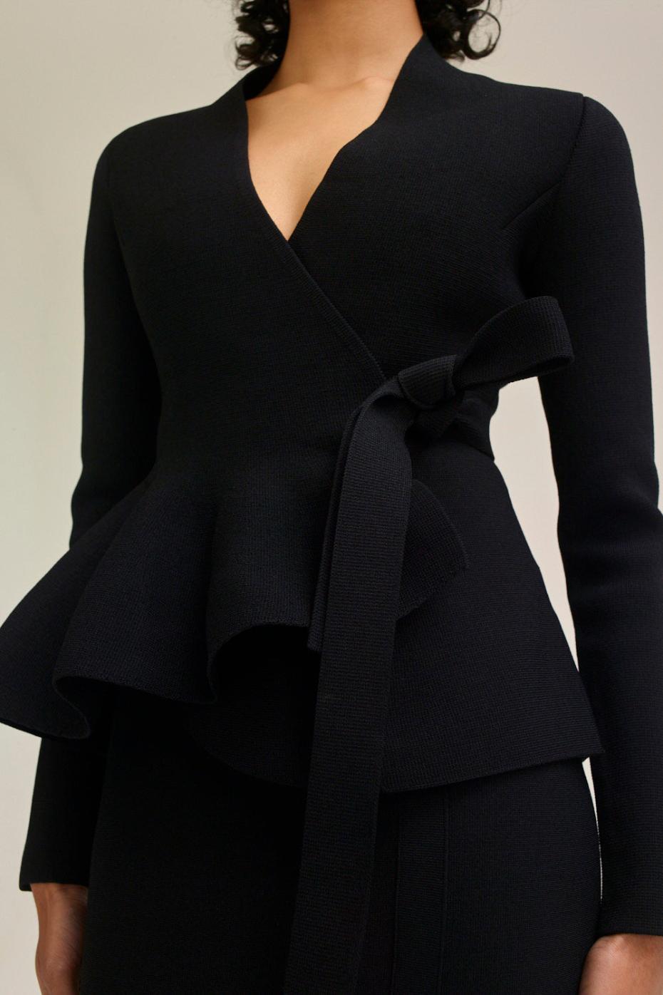 Jackets | Women Scanlan Theodore CREPE KNIT WRAP JACKET Black