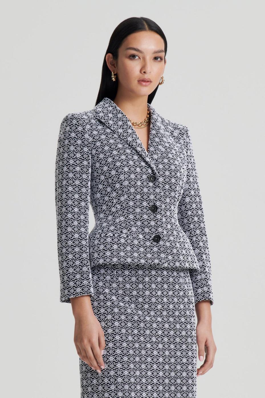 Jackets | Women Scanlan Theodore EMBROIDERED FLORAL JACKET Black.white