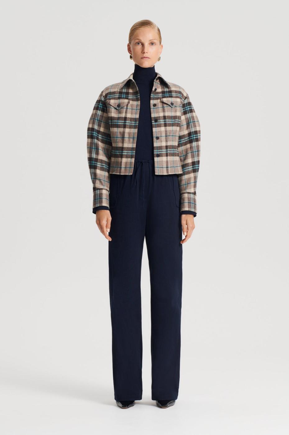 Jackets | Women Scanlan Theodore PLAID SHIRT JACKET Taupe