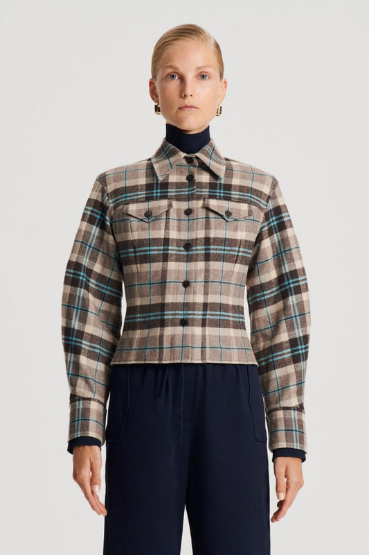 Jackets | Women Scanlan Theodore PLAID SHIRT JACKET Taupe
