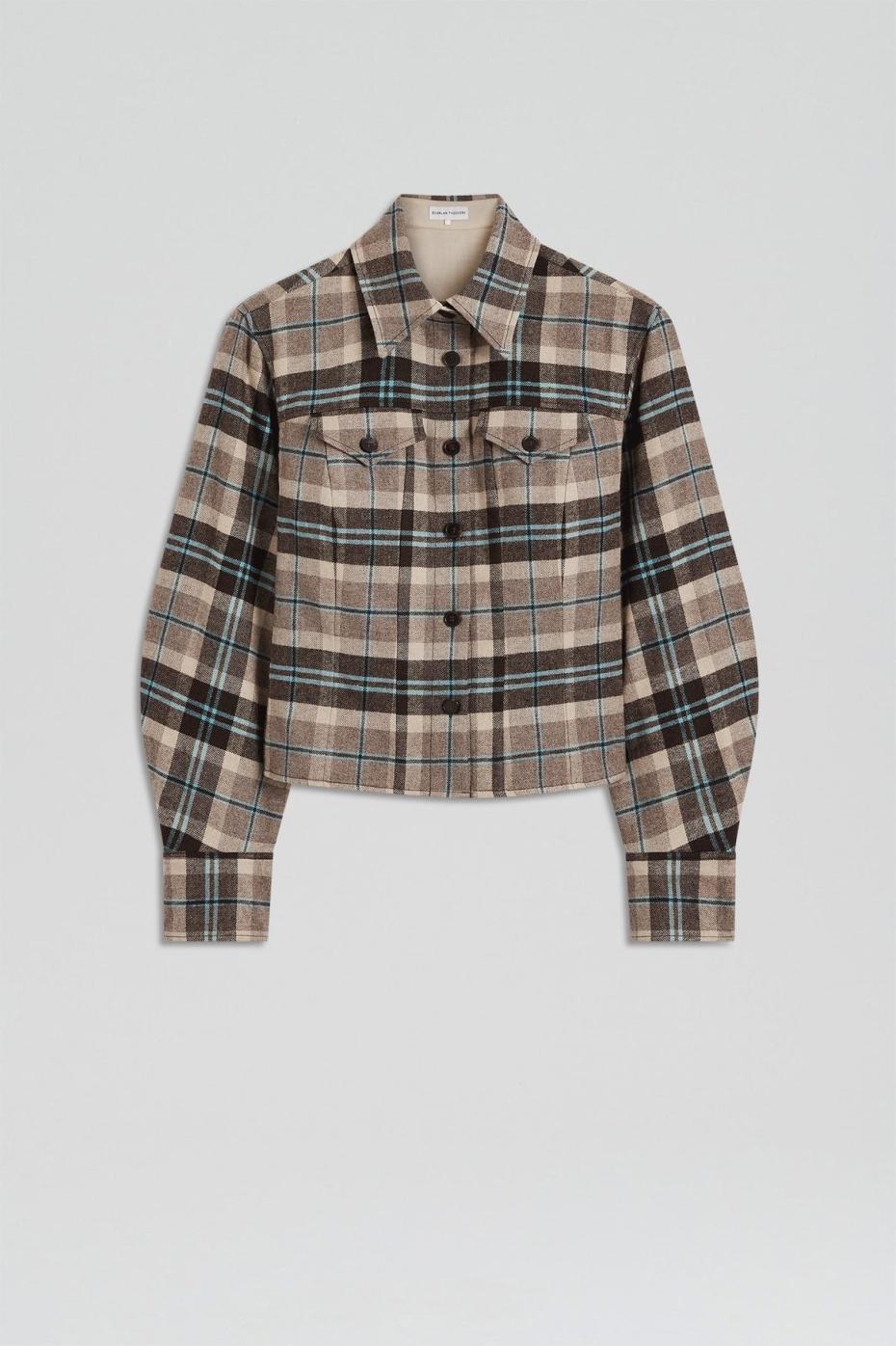 Jackets | Women Scanlan Theodore PLAID SHIRT JACKET Taupe