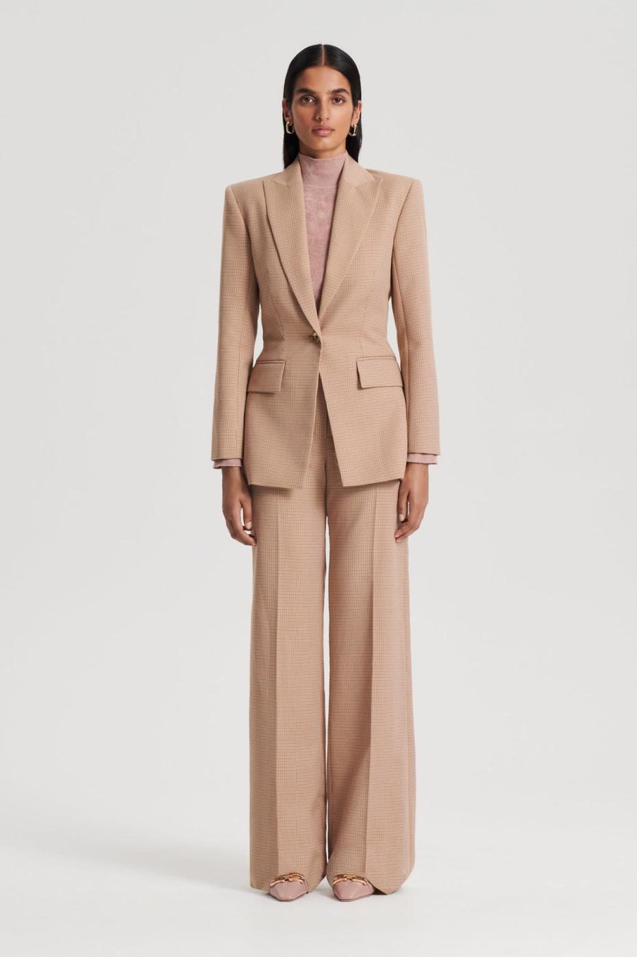 Jackets | Women Scanlan Theodore PLAID TAILORED JACKET Caramel