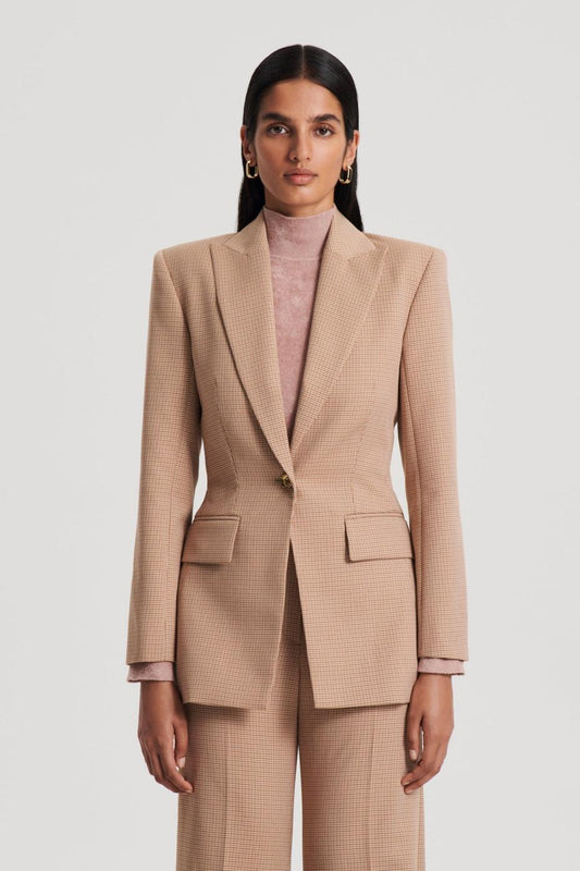 Jackets | Women Scanlan Theodore PLAID TAILORED JACKET Caramel