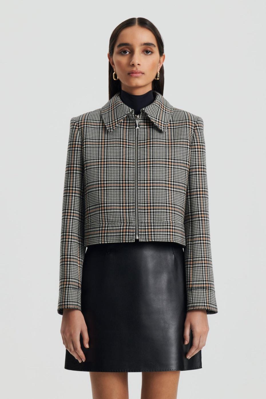 Jackets | Women Scanlan Theodore PLAID ZIP JACKET Black.white