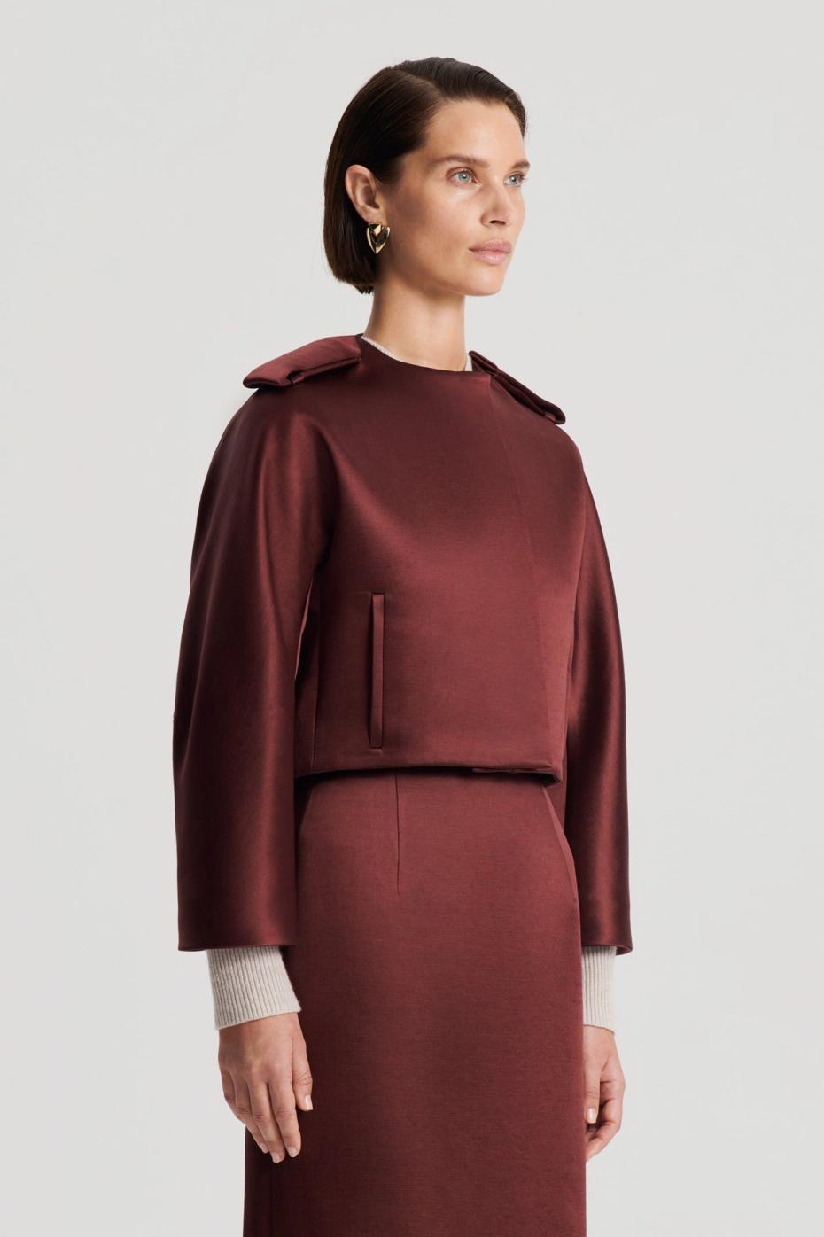 Jackets | Women Scanlan Theodore SATIN COCOON SLEEVE JACKET Burgundy