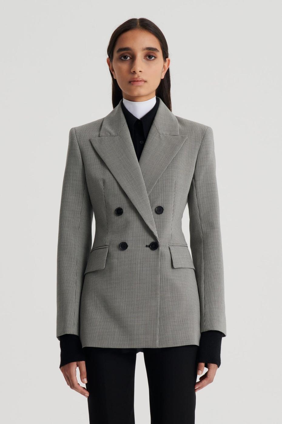 Jackets | Women Scanlan Theodore TAILORED HOUNDSTOOTH JACKET Black