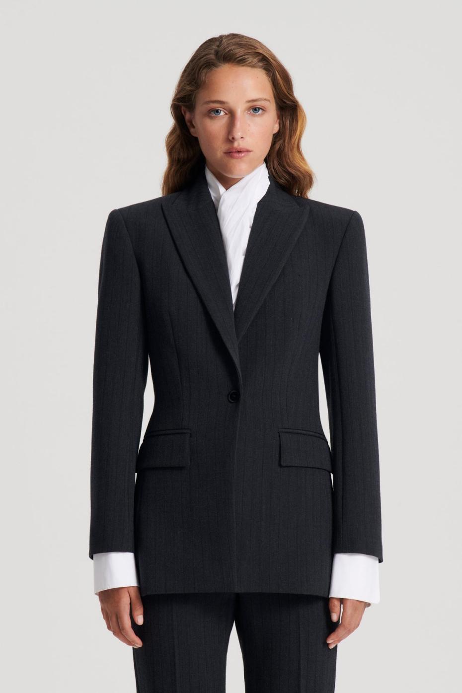 Jackets | Women Scanlan Theodore TAILORED STRIPE JACKET Charcoal