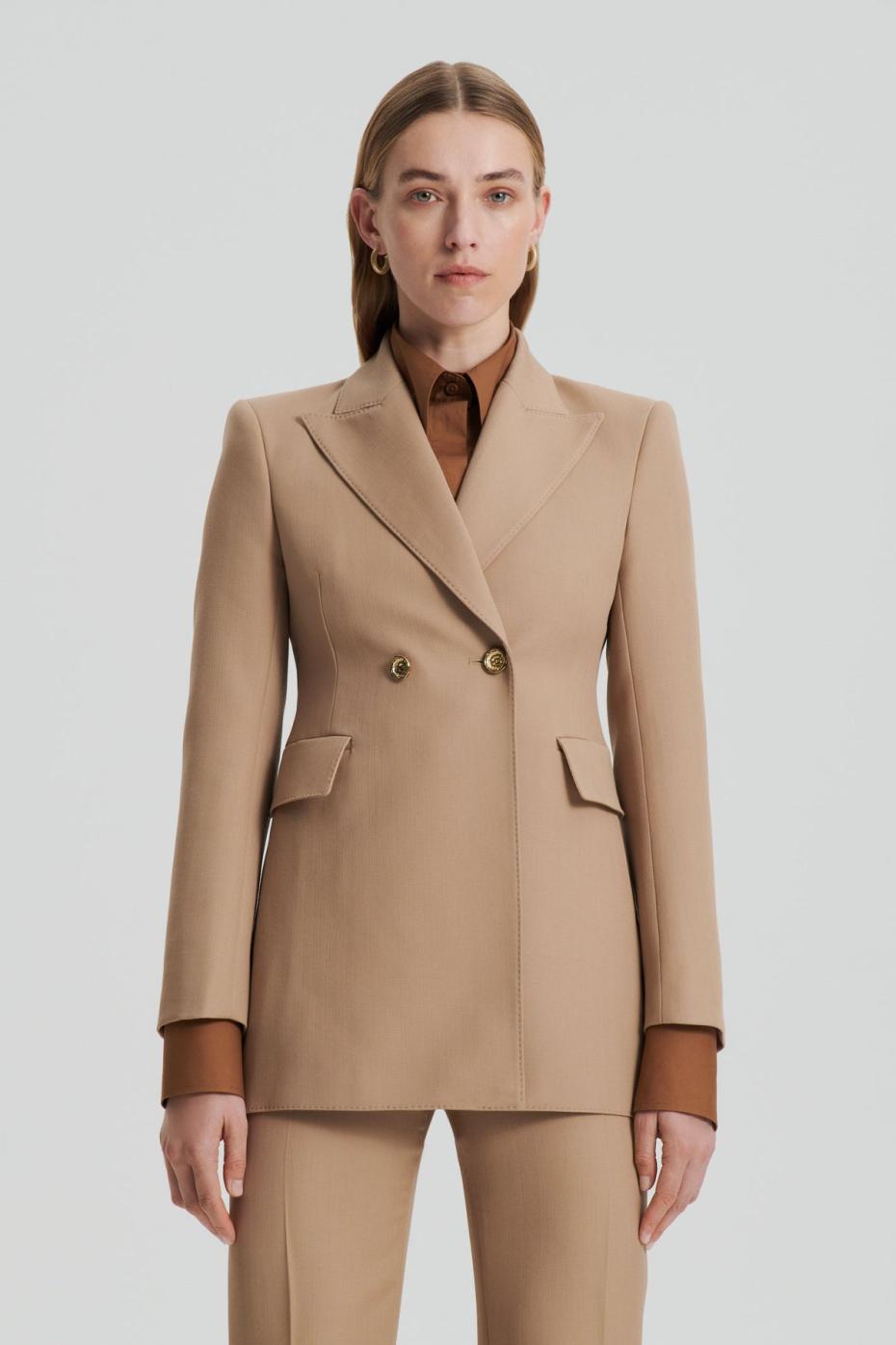Jackets | Women Scanlan Theodore WOOL BARATHEA TWO BUTTON JACKET Camel
