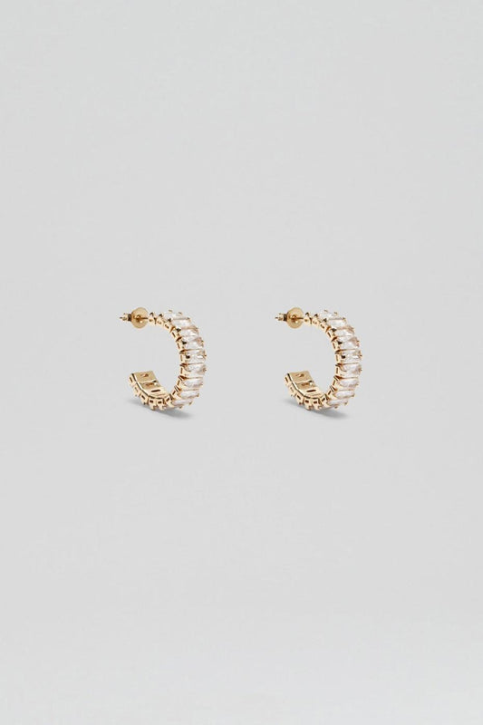 Jewelry | Women Scanlan Theodore BAGUETTE HOOP EARRINGS Light.gold.crystal