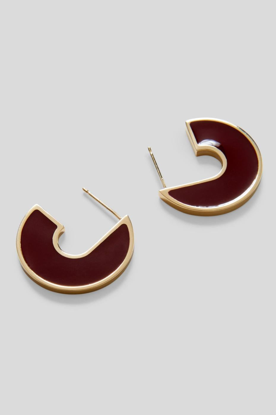 Jewelry | Women Scanlan Theodore ENAMEL FLAT HOOP EARRINGS Burgundy
