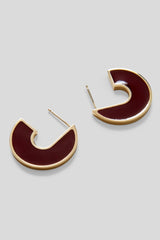 Jewelry | Women Scanlan Theodore ENAMEL FLAT HOOP EARRINGS Burgundy