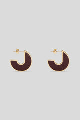 Jewelry | Women Scanlan Theodore ENAMEL FLAT HOOP EARRINGS Burgundy