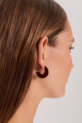 Jewelry | Women Scanlan Theodore ENAMEL FLAT HOOP EARRINGS Burgundy