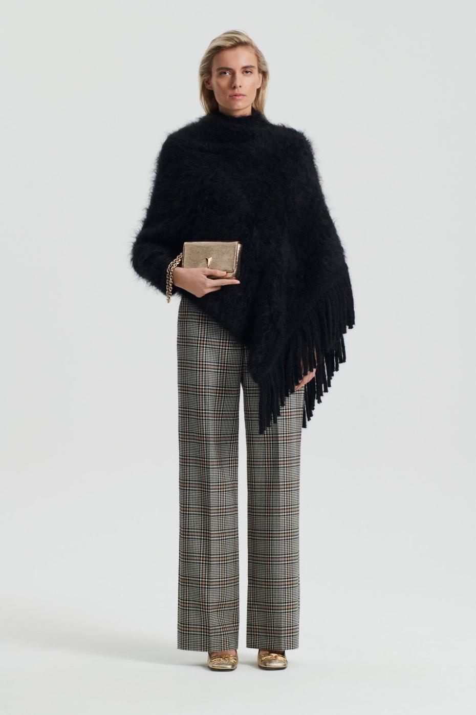 Knitwear | Women Scanlan Theodore BRUSHED FRINGED CAPE Black