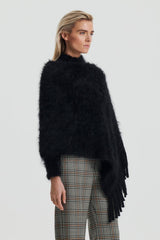 Knitwear | Women Scanlan Theodore BRUSHED FRINGED CAPE Black