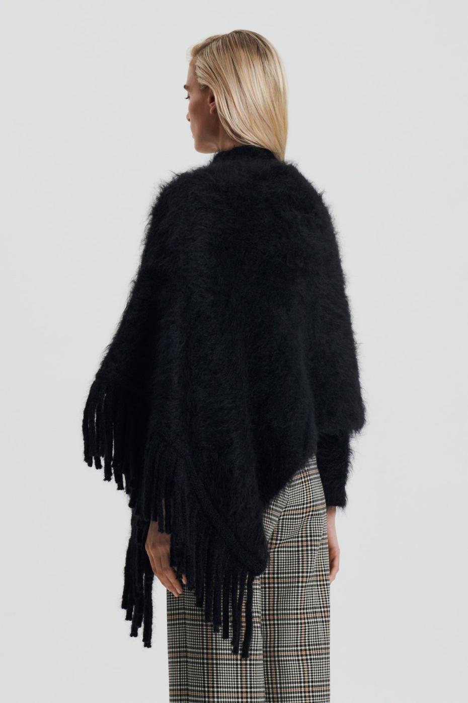 Knitwear | Women Scanlan Theodore BRUSHED FRINGED CAPE Black