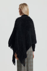 Knitwear | Women Scanlan Theodore BRUSHED FRINGED CAPE Black