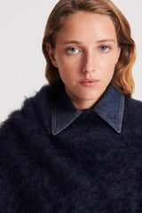 Knitwear | Women Scanlan Theodore BRUSHED FRINGED CAPE Navy