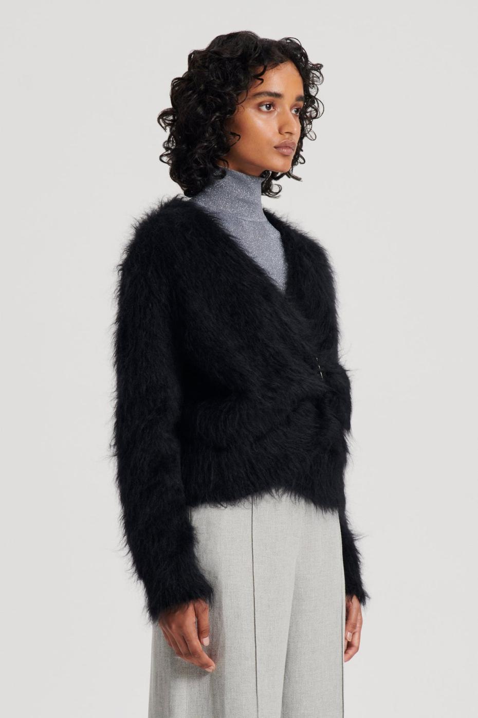 Knitwear | Women Scanlan Theodore BRUSHED MOHAIR WRAP CARDIGAN Black